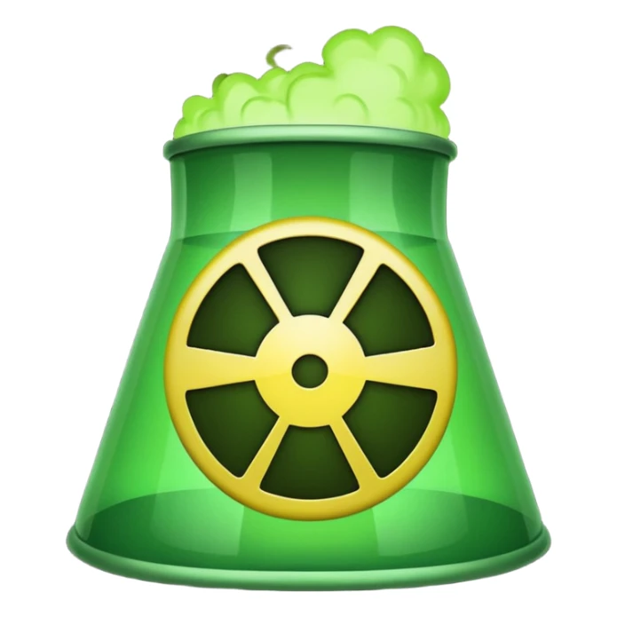 nuclear power plant with a green radioactive glow, emoji style, option 2 sticker