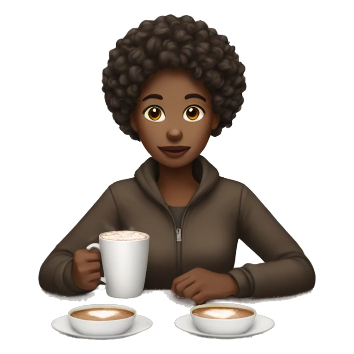 Black girl with curly hair drinking hot chocolate  sticker