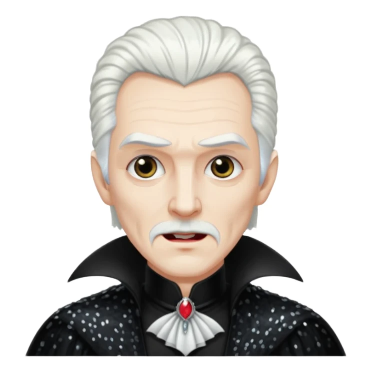 Dracula with white hair, black sequin outfit sticker
