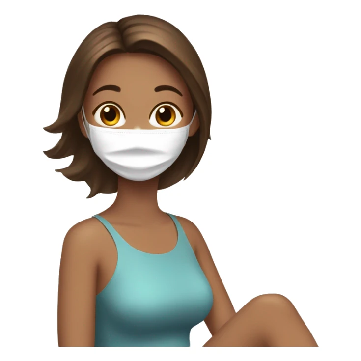 girl with face mask relaxing brown hair  sticker