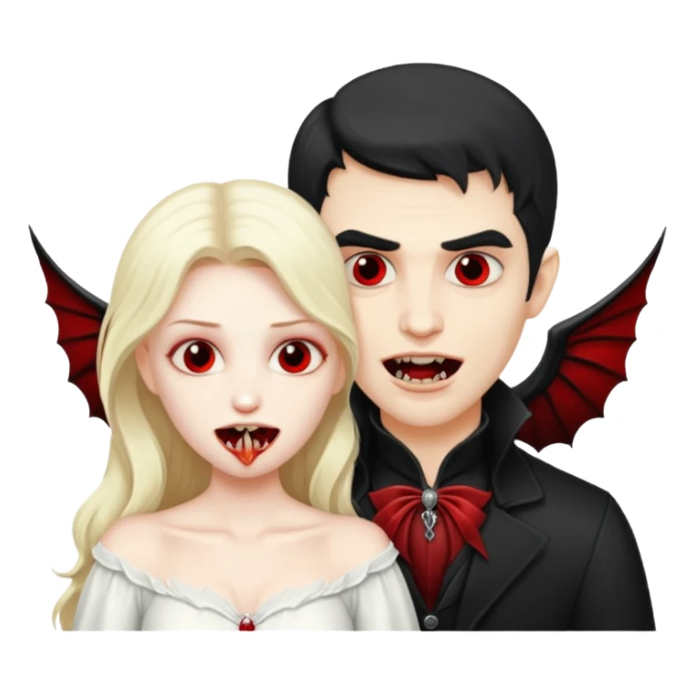Vampire man biting angel woman sticker