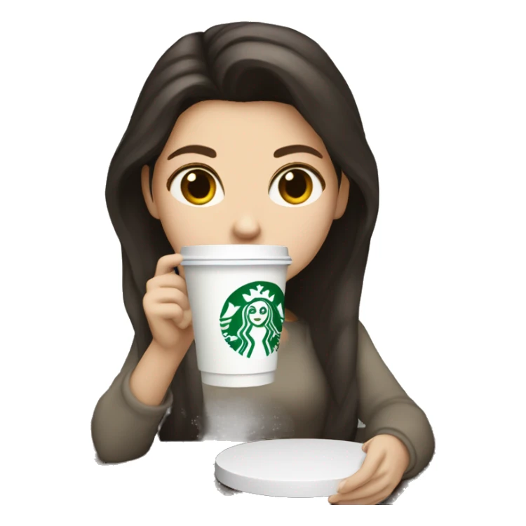 Dark hair white girl drinking starbucks sticker