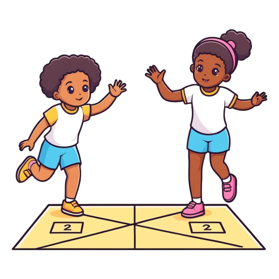 Two black girls playing hopscotch  sticker