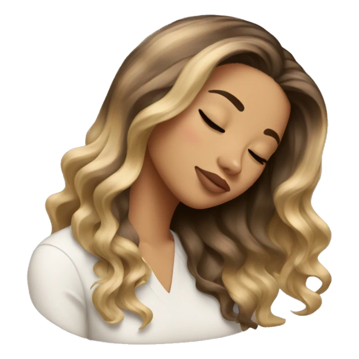 Brunette with blond balayage girl sleeping sticker