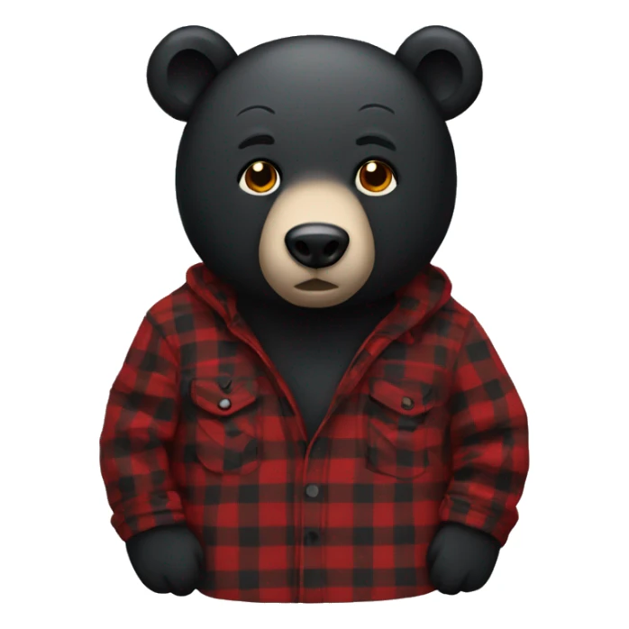 Black bear with red and black flannel sticker