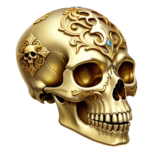 An ornate gilded dog skull  sticker