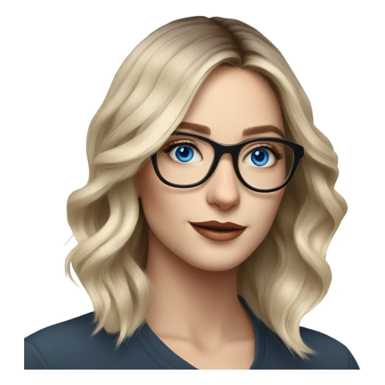 Shoulder length Balayage pale model lady with glasses and blue eyes  sticker