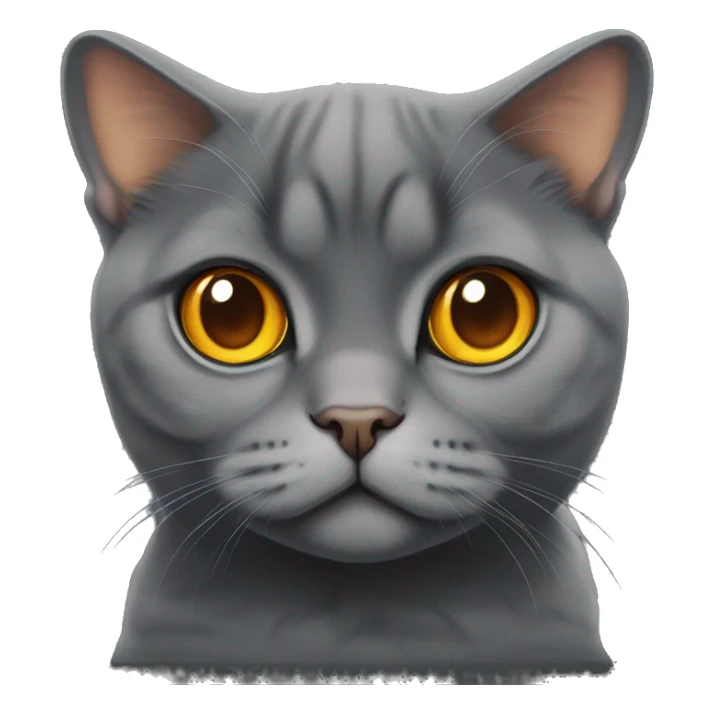 Dark grey Scottish fold ears cat with yellow orange eyes sticker