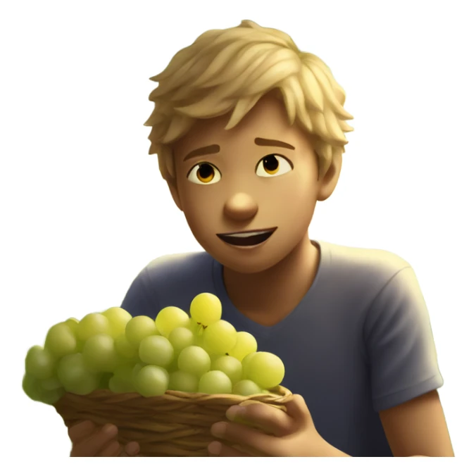 sunlit portrait of a boy eating grapes sticker