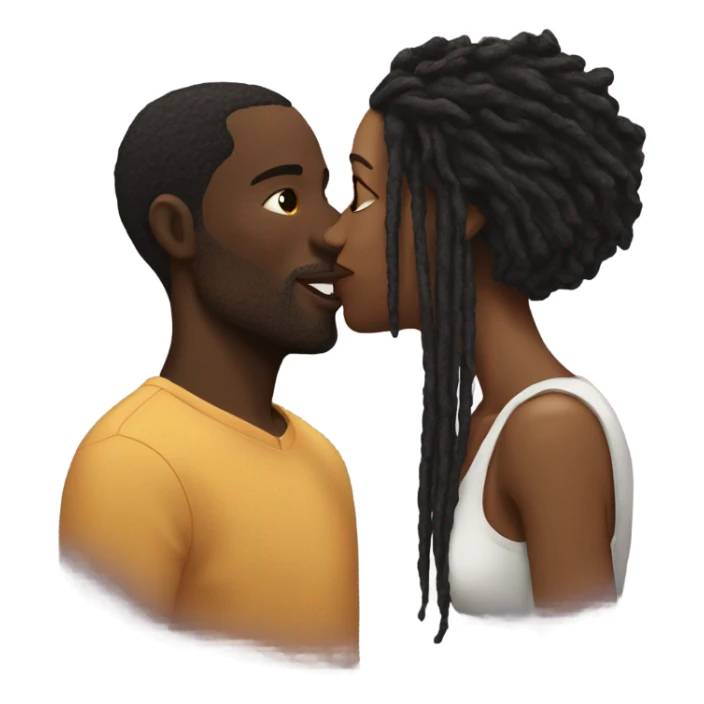 Black man with dreads kissing brunette woman sticker