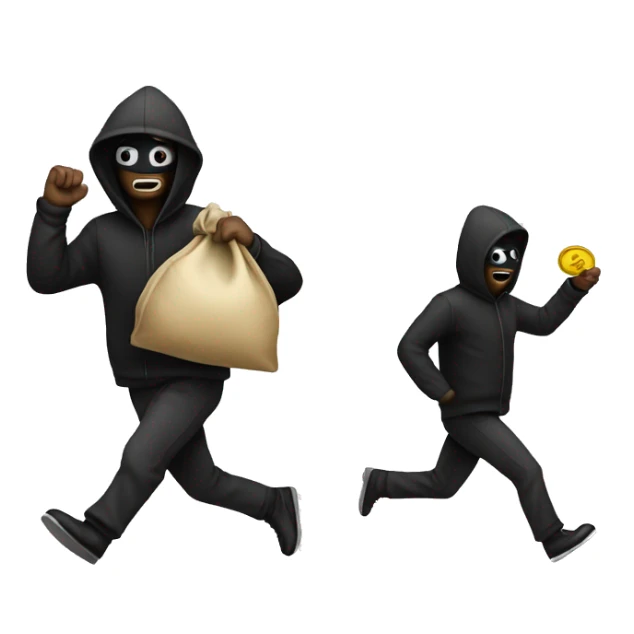Robber with a money bag running away sticker
