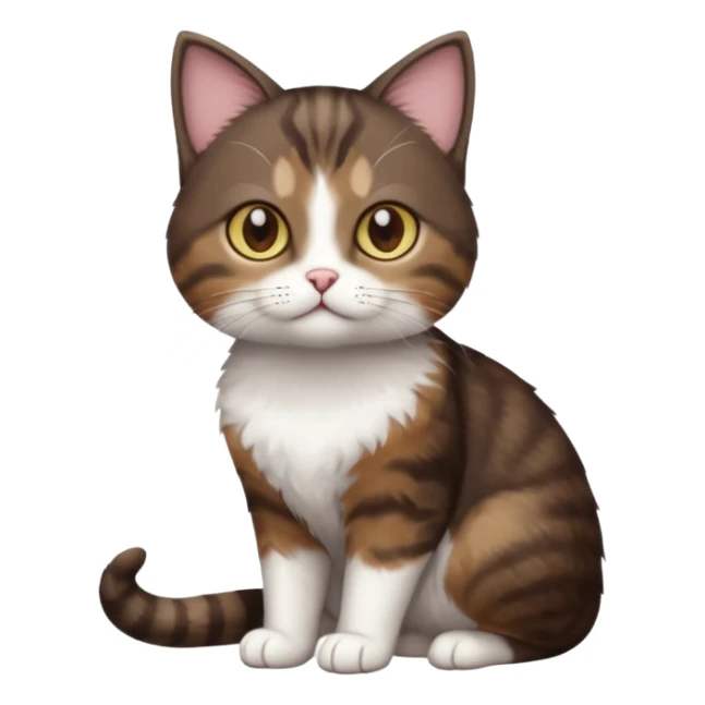 full body small short hair dark brown and white cat with hazel eyes sticker