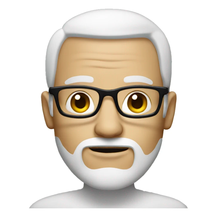 man with iPad, white skin, no hairs, beard, squared glasses sticker