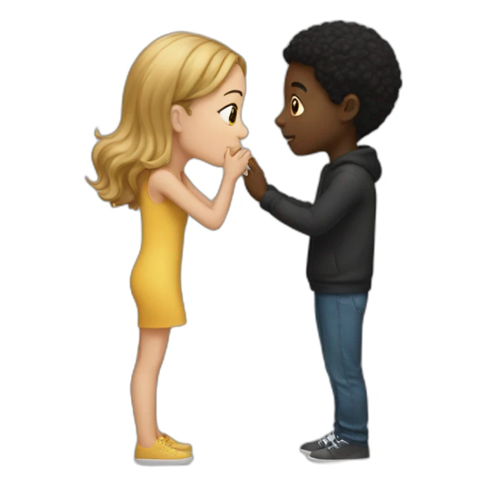 Black Boy kissing a white girl sticker