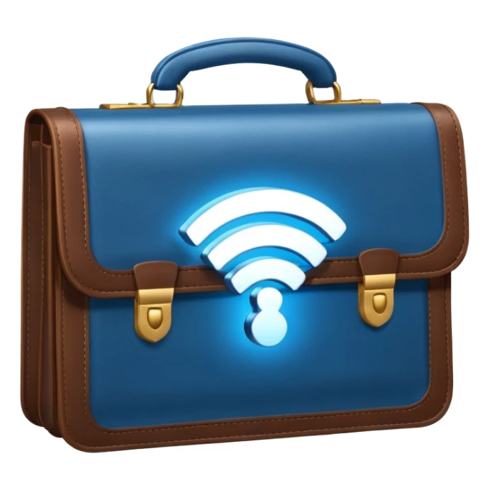 open wifi icon money filled briefcase sticker