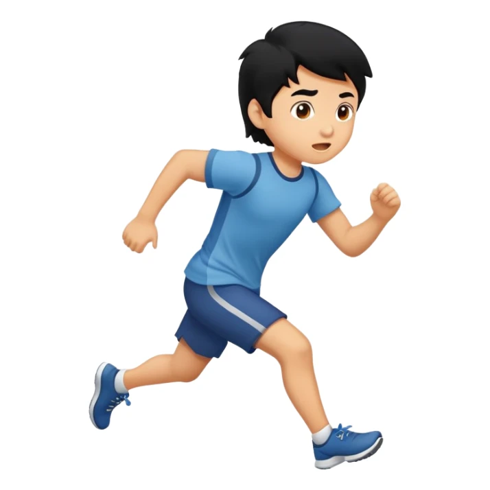 kid with black hair running sticker