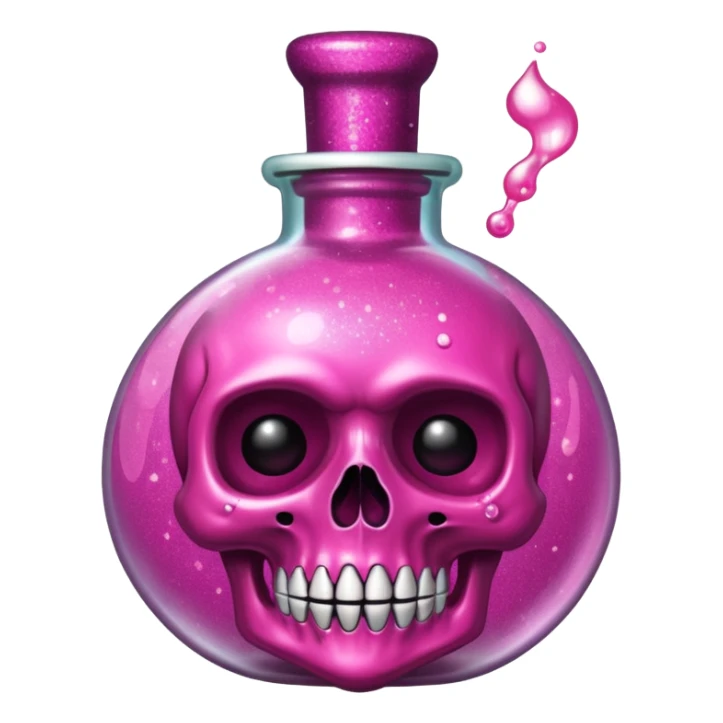 glitter toxic pink potion with dead symbol
 sticker