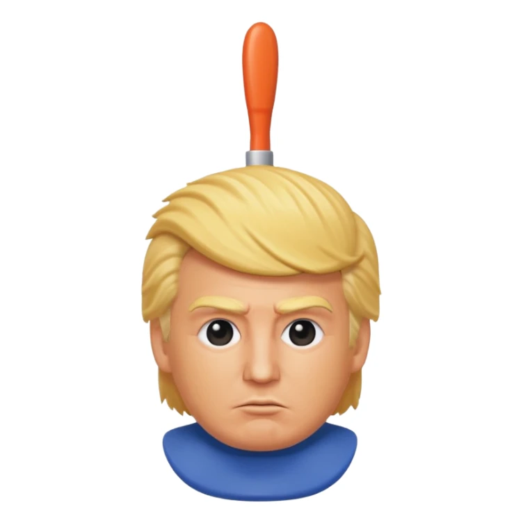 a toilet brush with donald trump face and hair sticker