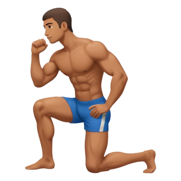 naked man kneeling side view no clothes sticker