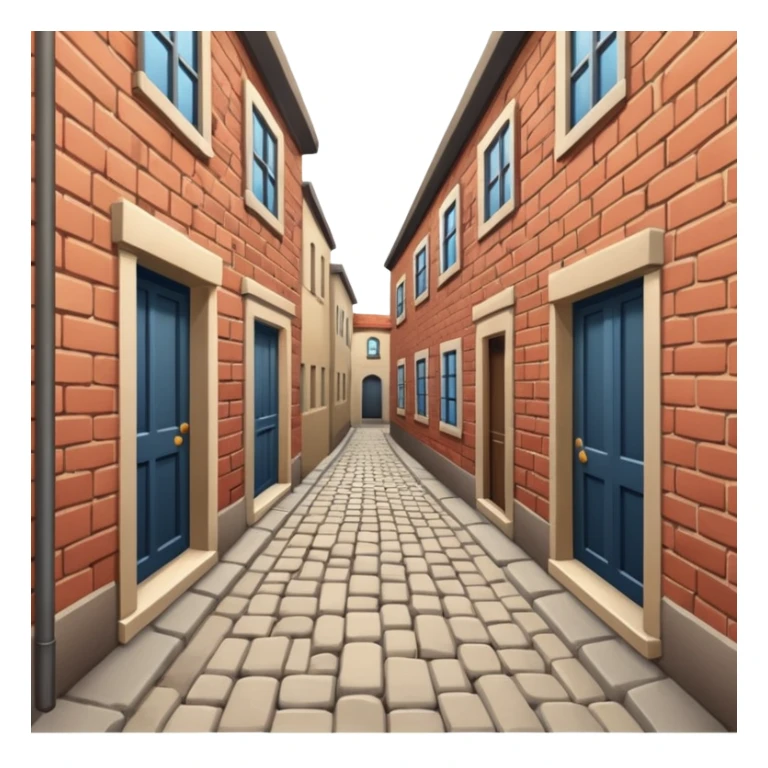 narrow alleyway with simple building design sticker