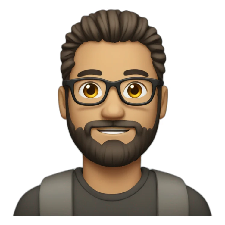a person with man bun, short beard and glasses sticker