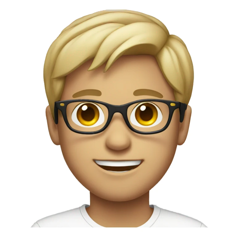 smiling boy in white shirt with sunglasses sticker