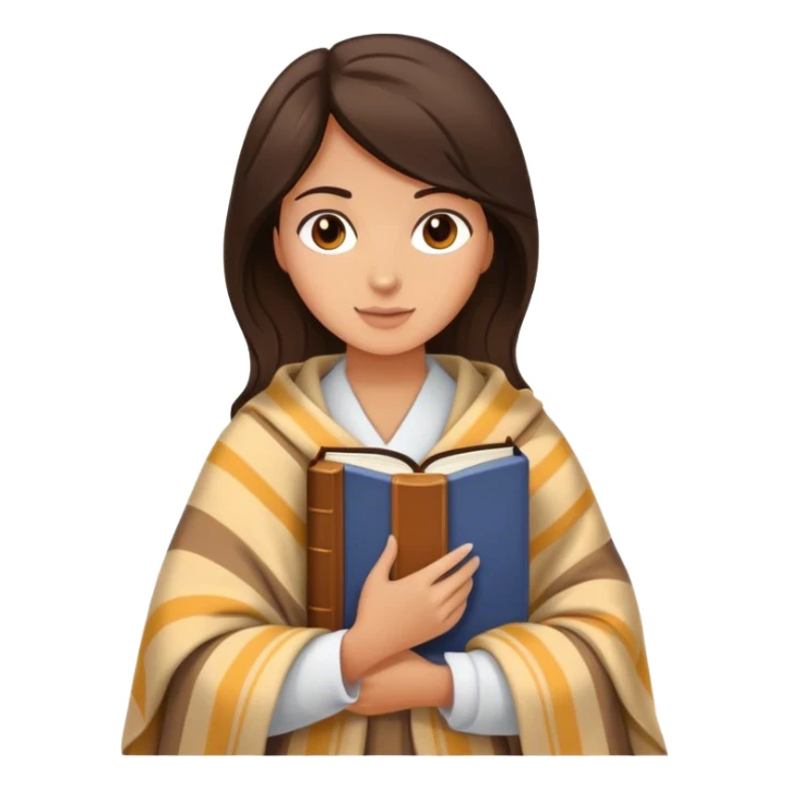 brunette with in a blanket with a book in her hands sticker