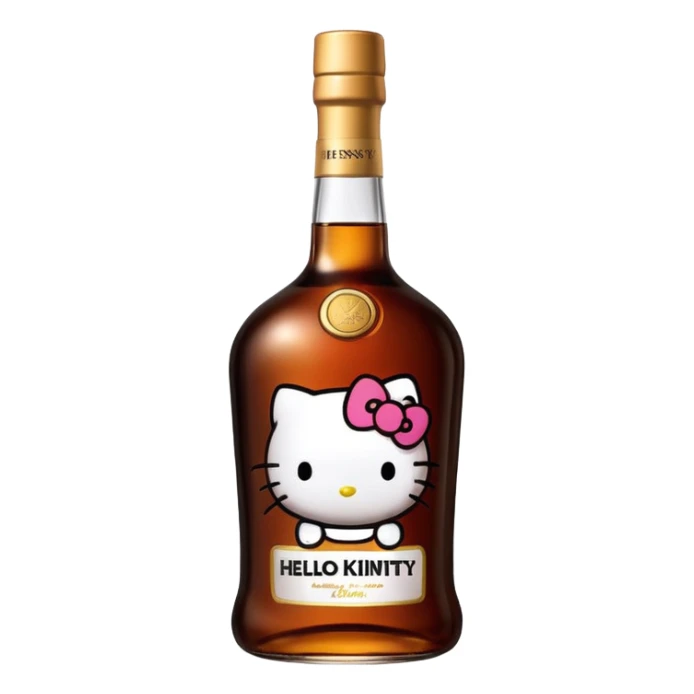 hennessy bottle with hello kitty label sticker