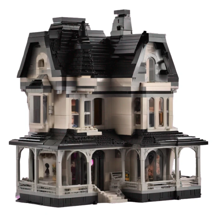 Lego Barbie’s and Darth’s very dusty and old disturbing disgusting ghostly haunted horror dream house mansion with 7 gables and a wrap around porch  sticker