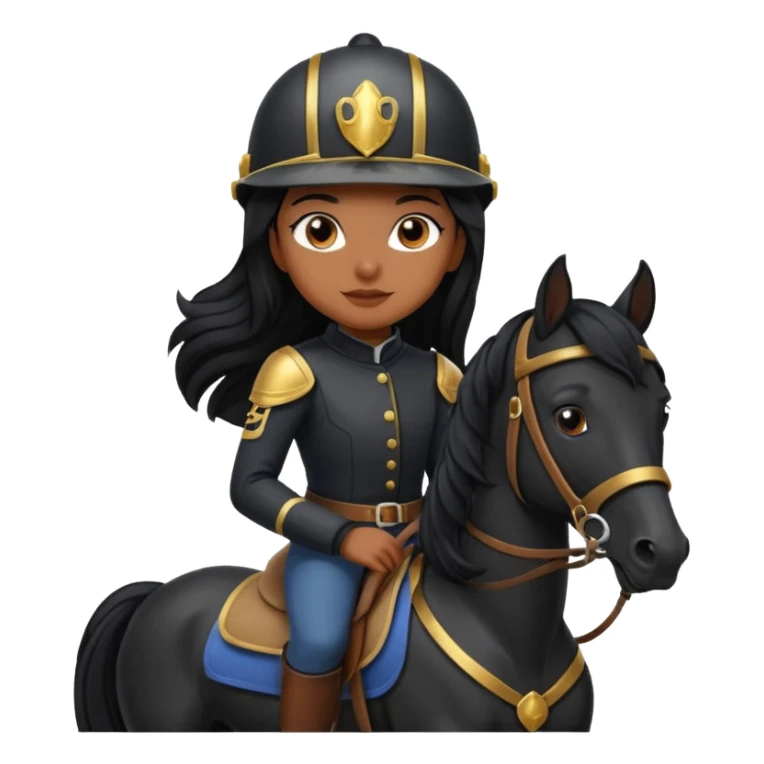 Brown girl on black horse  sticker