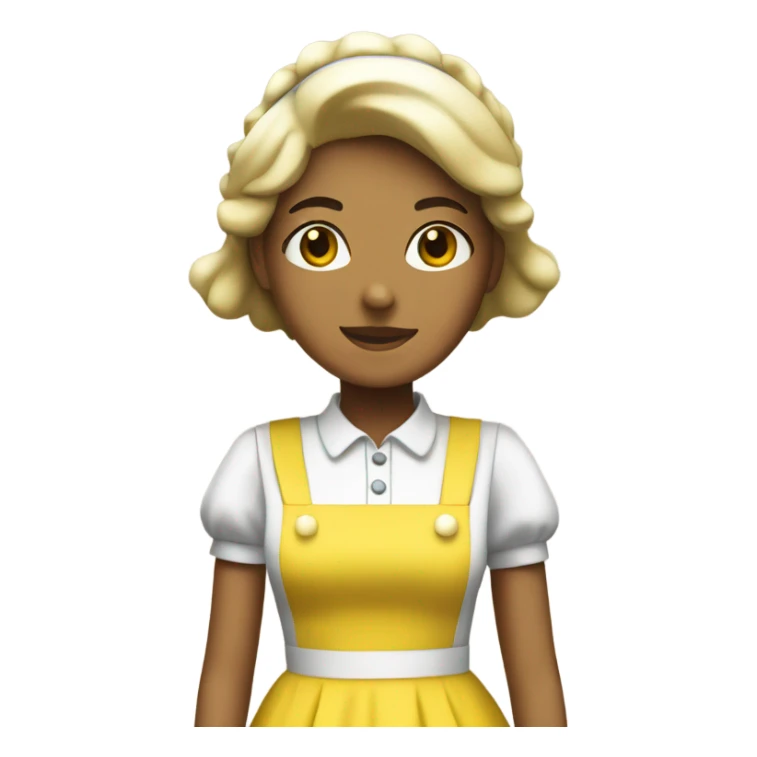 White maid wearing yellow pvc maid dress sticker
