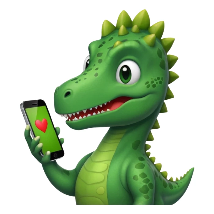 Dinosaur with Iphone looking in with heart eyes sticker