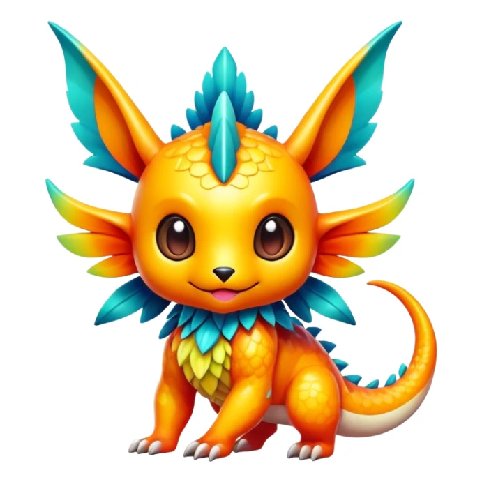 Exotic colorful chibi Fakémon-creature sticker