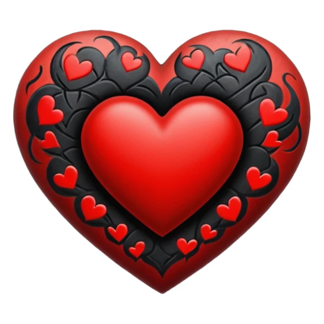 Black and red heart tattoo style sticker