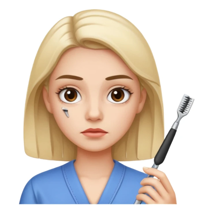 girl holdinng eyebrow razor sticker