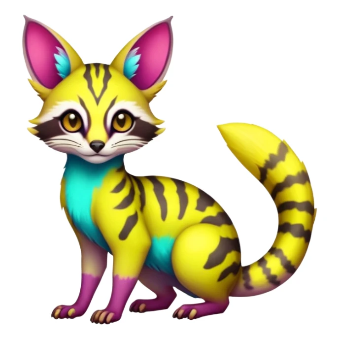  randomly colored colorful light cute lush neon-colored brightly colored Fakémon-Fionbri-Vernid-Genet-creature with markings (full body) sticker