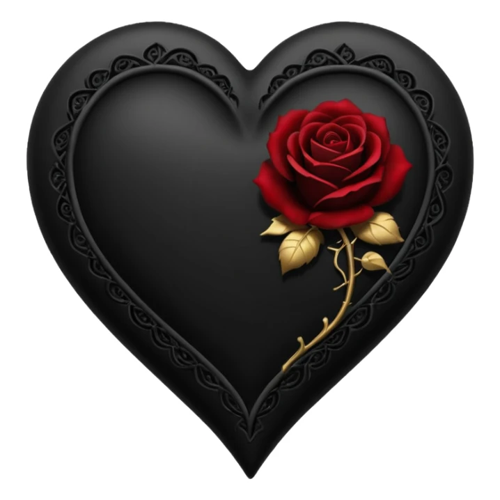 realistic gothic heart with a black rose petal sticker