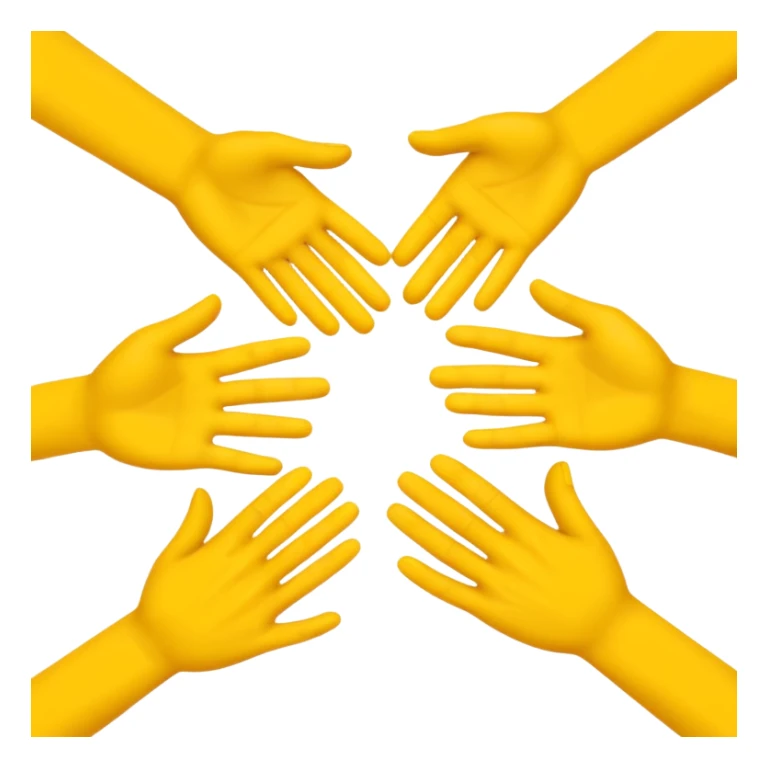 3 yellow hands face down in a circle about to say hurrah sticker