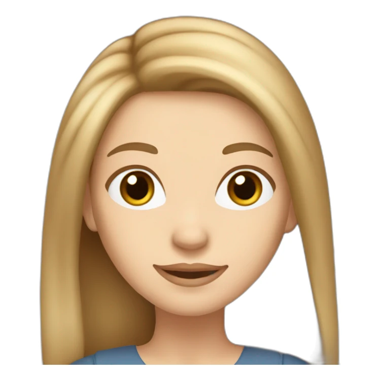 white-skinned woman with light brown hair combed with a line in the middle and entrepreneurial long hair sticker