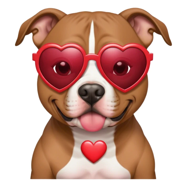 Pitbull with heart sunglasses sticker