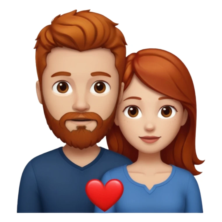 👩🏼‍❤️‍👨🏽 Something like this, but make the guy more lighter and give the girl a bit more red hair like ginger style make the guy have dark brown hair, same with the beard and add a heart in the middle above us sticker