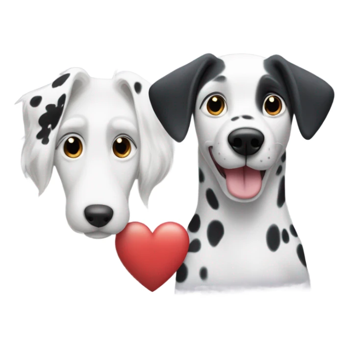 dalmatian and white and grey husky with big heart over head sticker