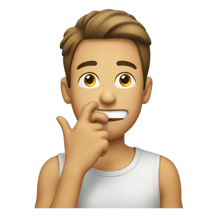 Hand over mouth as in smile sticker