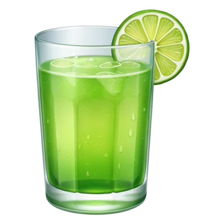 a glass of lime juice, vibrant green, simple, clear sticker