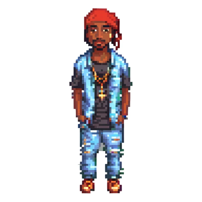 2Pac в полный рост, no background sticker