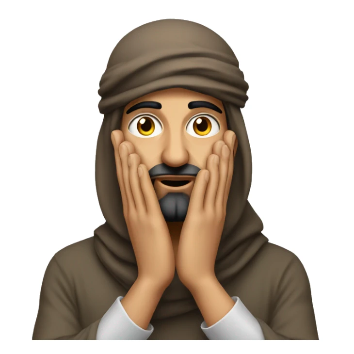 Arab holding his head with his hands photorealistic serious sticker