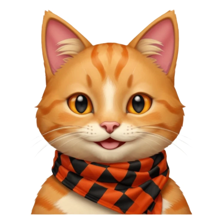 Cat smiling and giving thumbs up, wearing red Checkered Triangle scarf sticker
