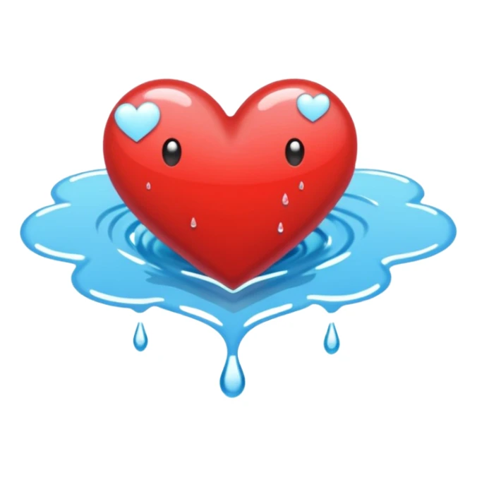 Puddle in the shape of a heart sticker