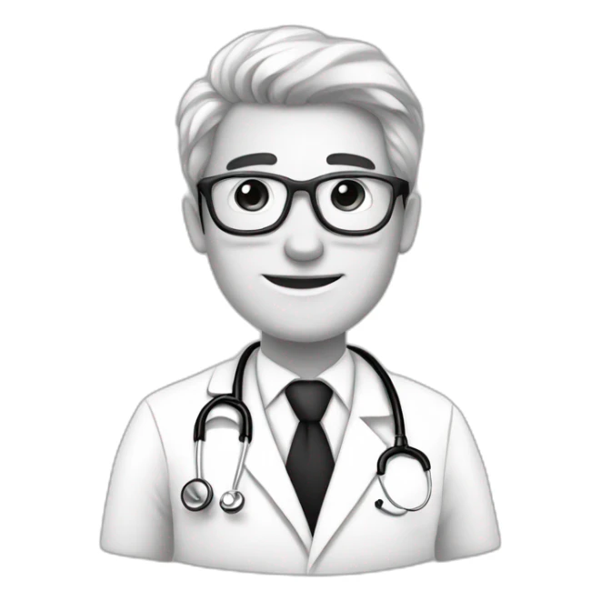 dibujo de doctor en blanco y negro sticker