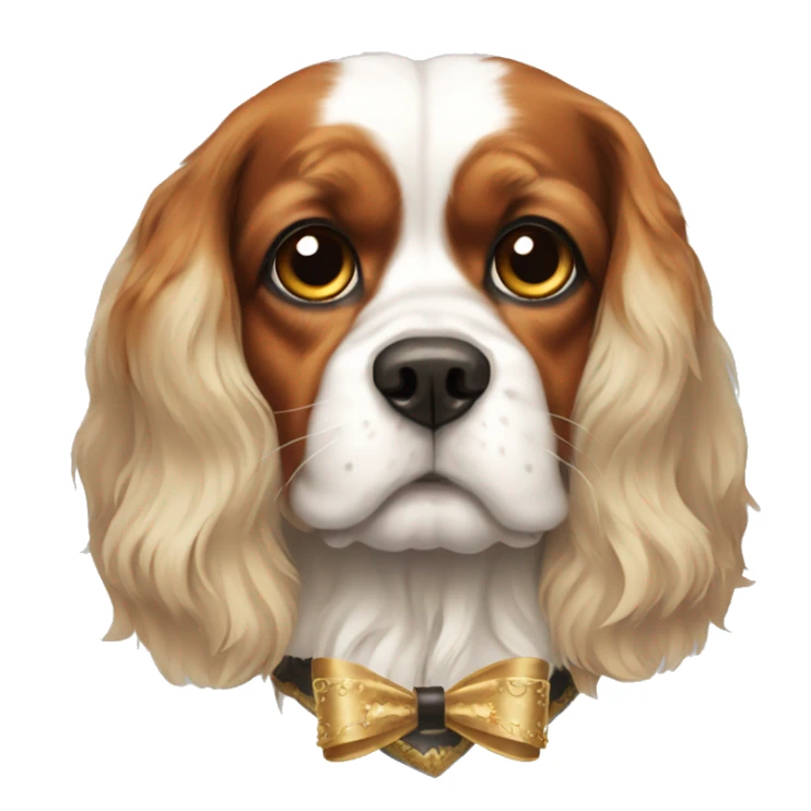 King Charles dog wearing a bow sticker